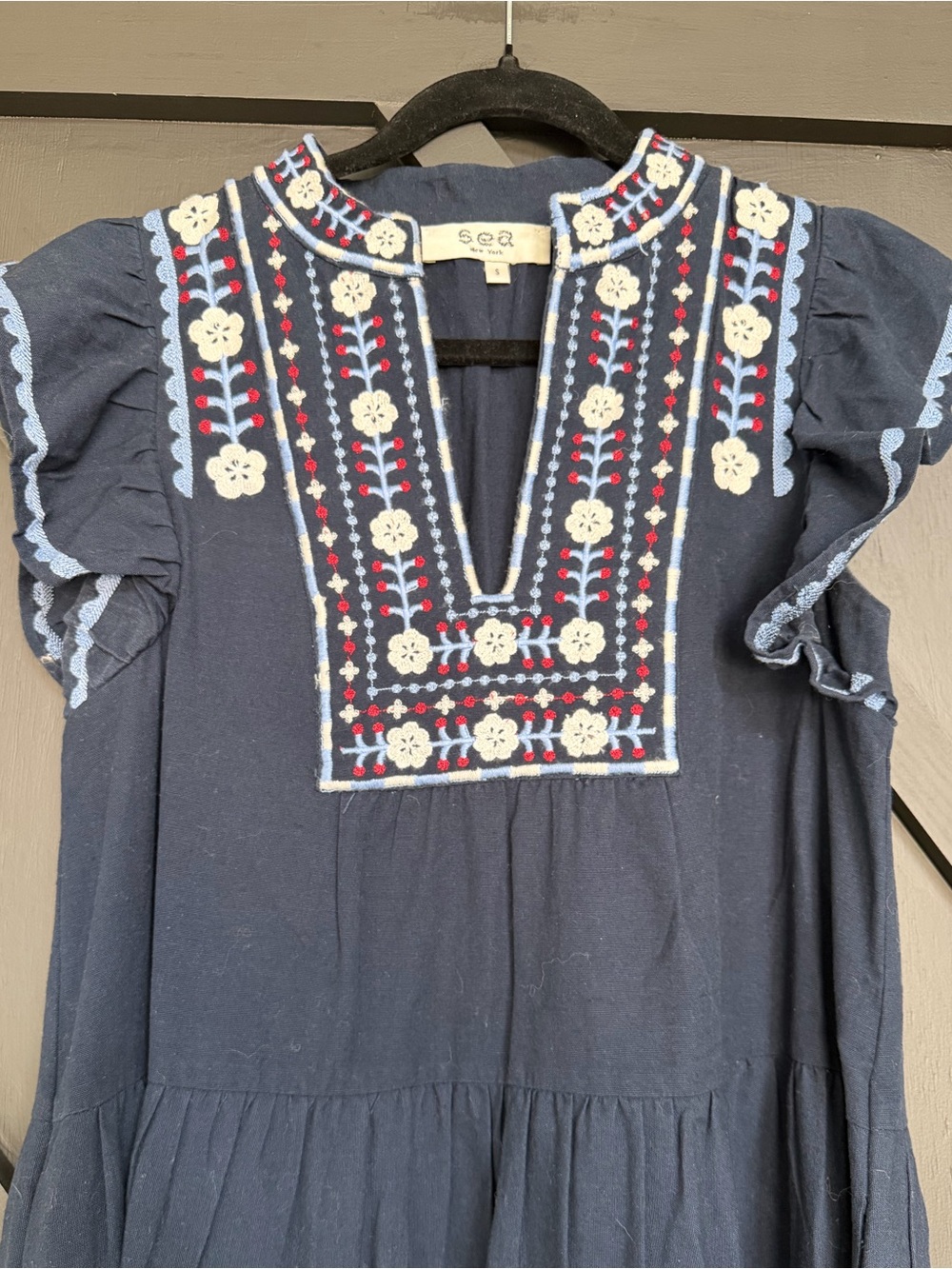 Sea New York Shaina Embroidered Tunic Dress in Navy, Size Small - Picture 6 of 11